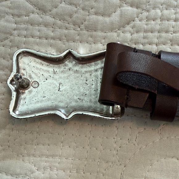 Brown Leather Belt with Silver Buckle - Picture 2 of 6